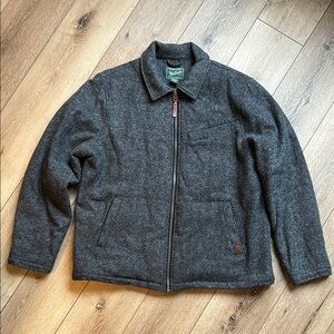 Woolrich Wool Jacket Gray Mens XL Lined Zip Pocket Twill Preppy Old Money